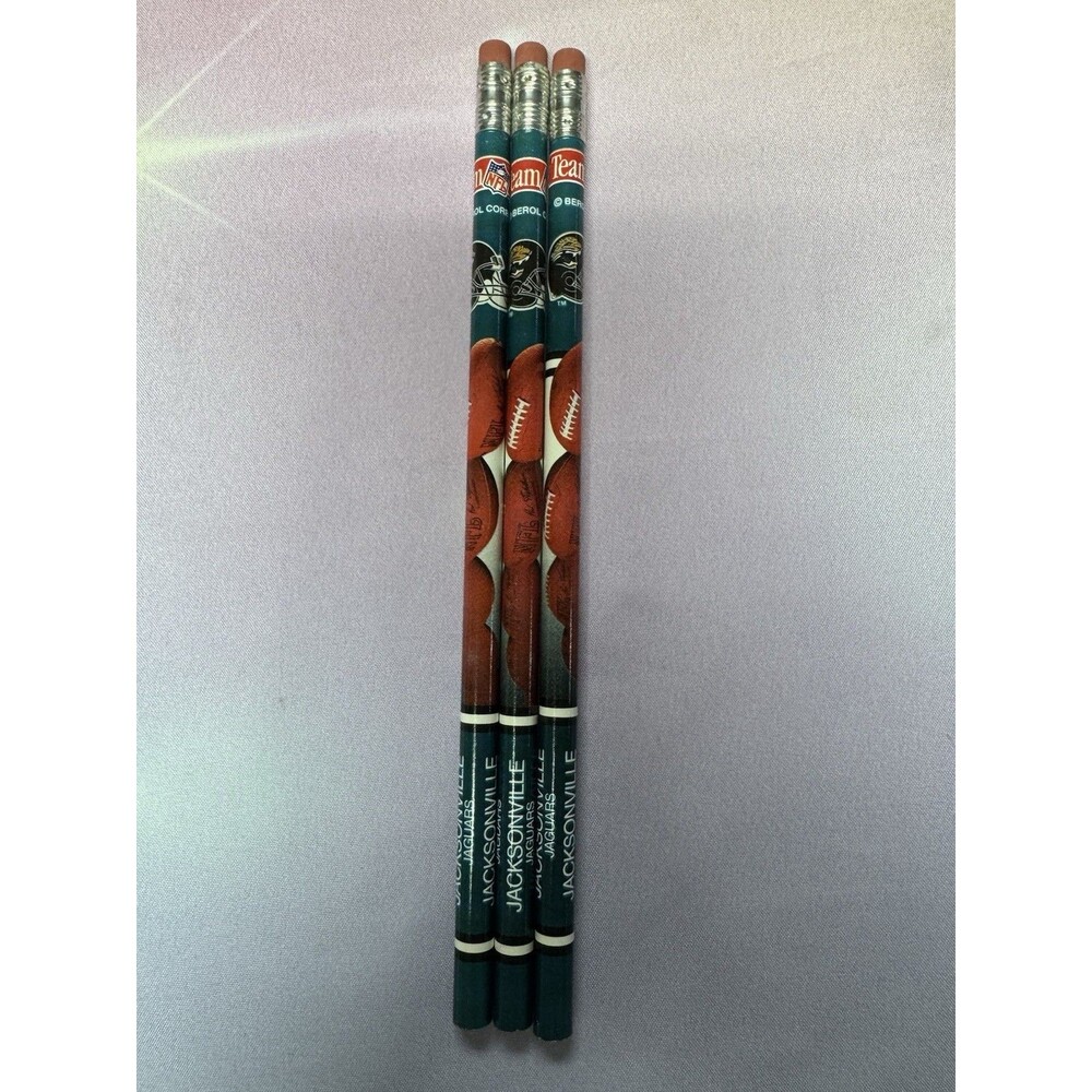 Vtg 90s Team NFL Football Pencil Lot of 3 Berol Corp Jacksonville Jaguars